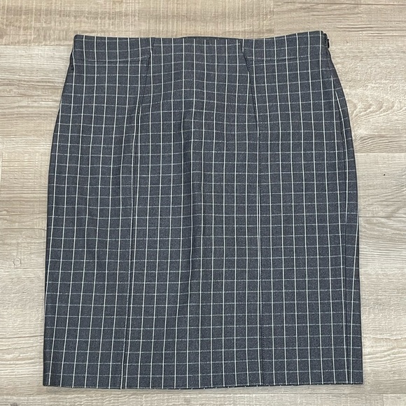 Banana Republic BNWT Charcoal Gray & White Grid print Skirt, size 6 - Picture 1 of 4